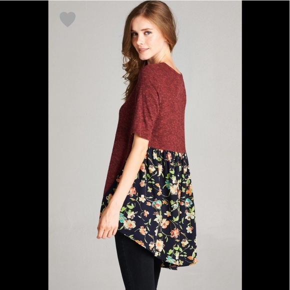 ❌LAST ONE❌ Burgundy Melange Rib Knit Top Size Large NWT - Picture 2 of 7